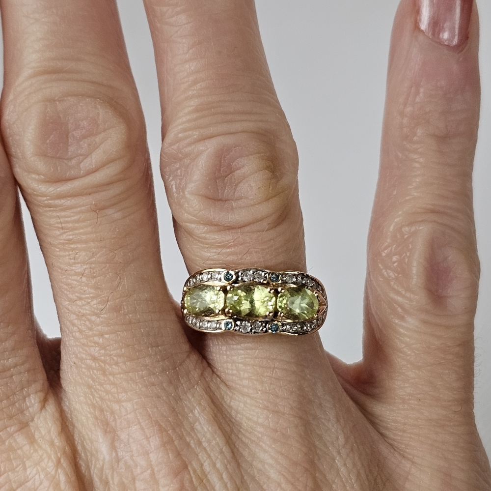 Genuine Chrysoberyl & Diamond Ring 14k Solid Yellow Gold Size 6! - Picture 6 of 7